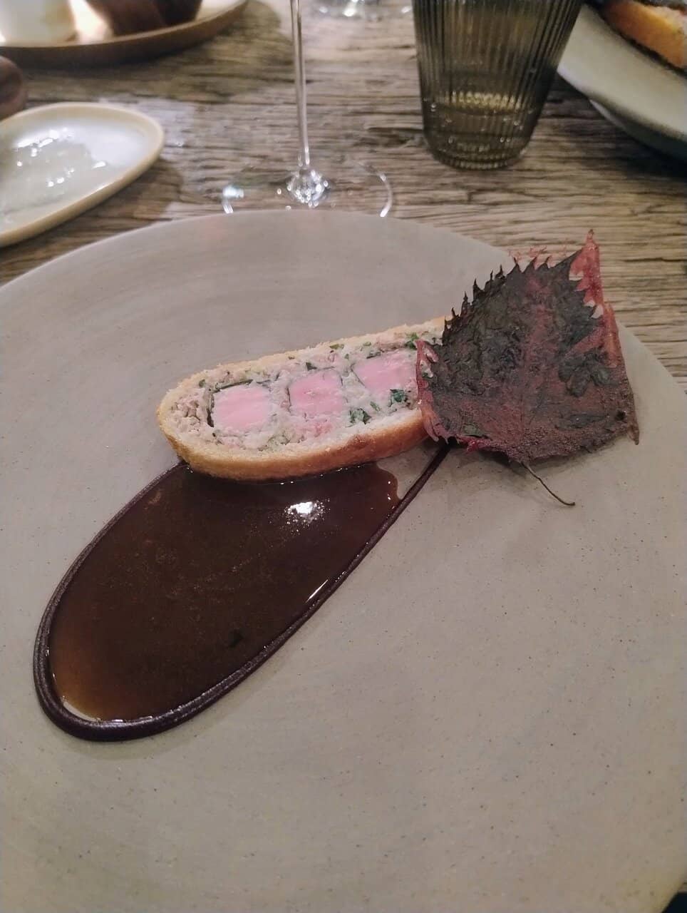 Savory Dish with Red Leaf