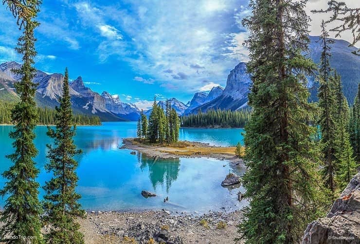 Canoeing on Maligne Lake