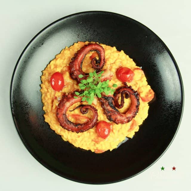 Risoto de Açafrão com Polvo Grelhado