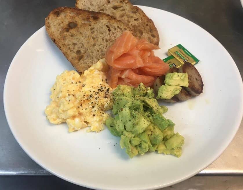 Scrambled Egg, Salmon, and Avocado Toast