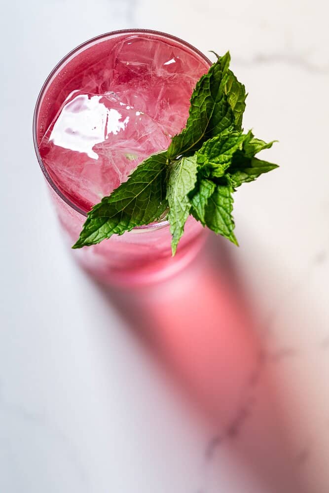 Pink Cocktail with Mint
