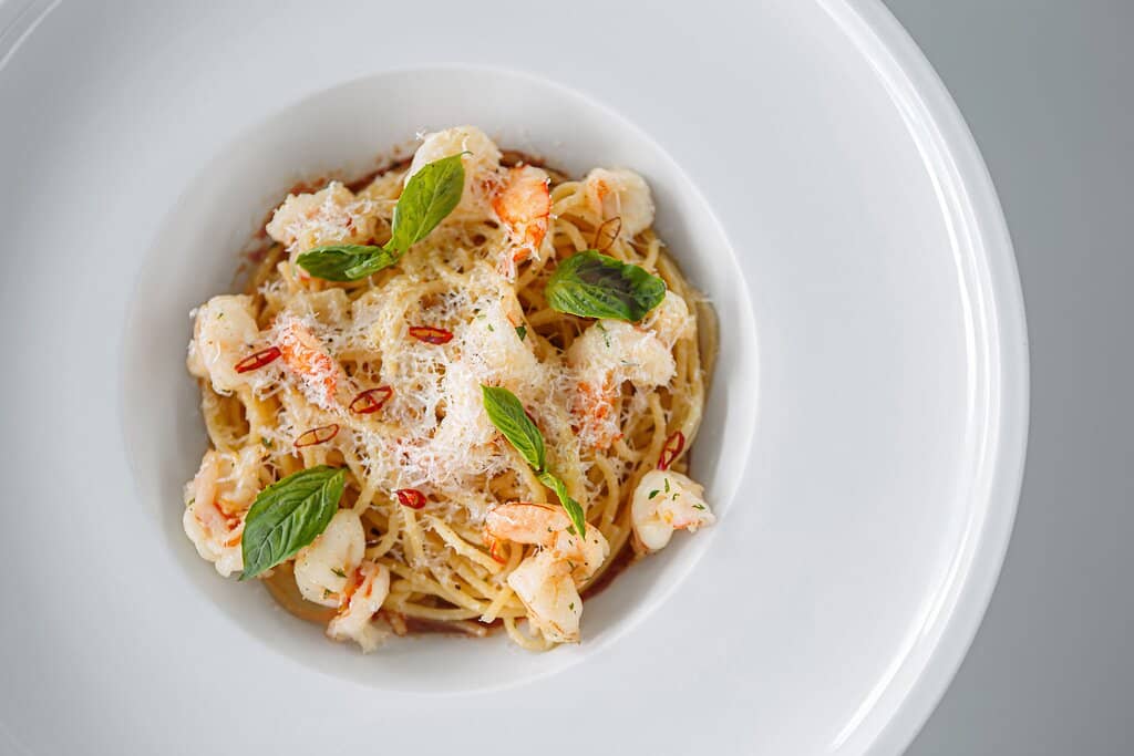 SPAGETTINI PRAWN & CRUSCHI PEPPER FONDUE