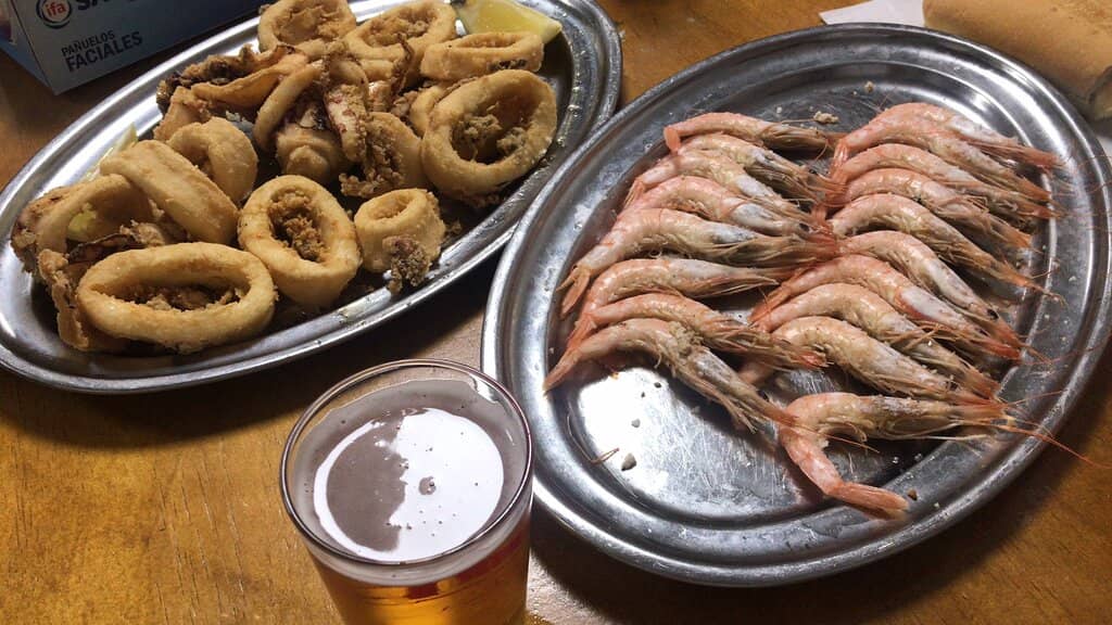 Seafood Cooked Over Open Fire