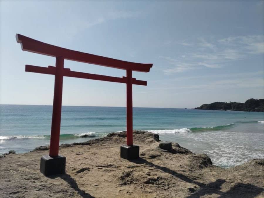 Red Torii Gate at Dai Myojin Iwa