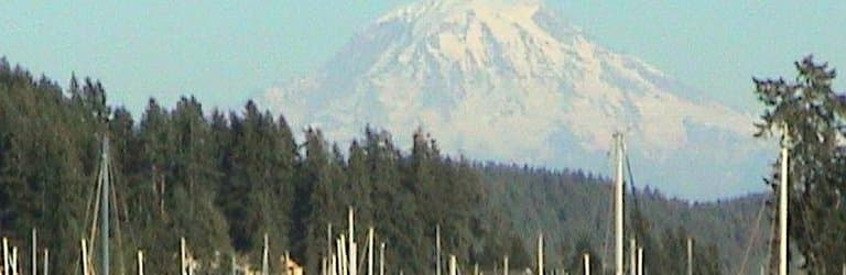 Tight shot of Gig Harbor and Mt. Rainier