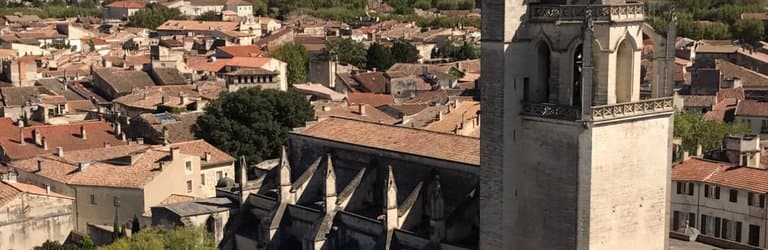 View from the rooftop of Tarascon castle of L’église Sainte-Marthe de Tarascon