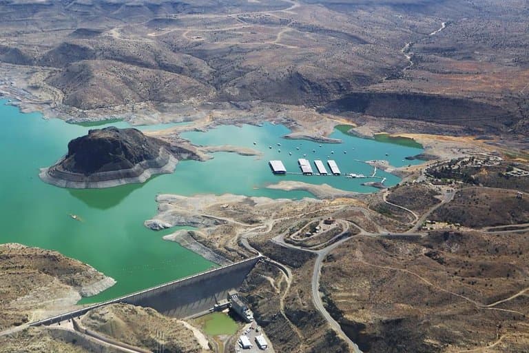 aerial photo of dam