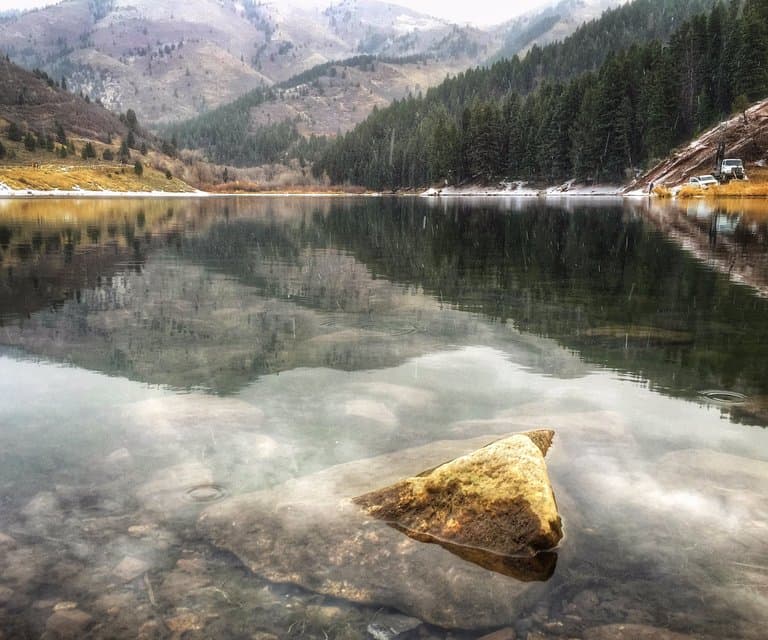 Tibble Fork Reservoir in the snow