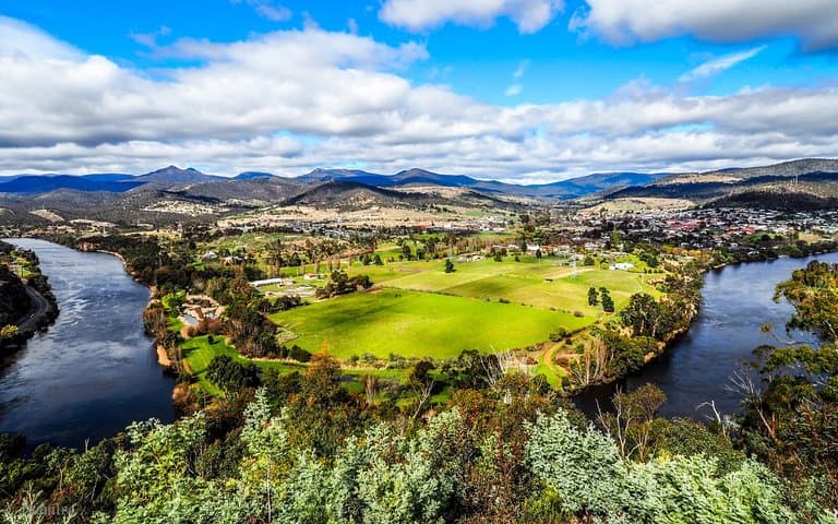 Beautiful view of New Norfolk and Derwent river