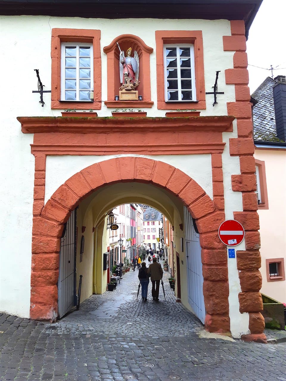 Looking into town from outside the gate