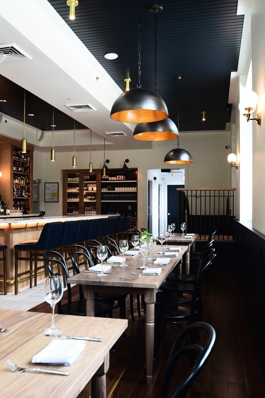 Our communal tables and bar area