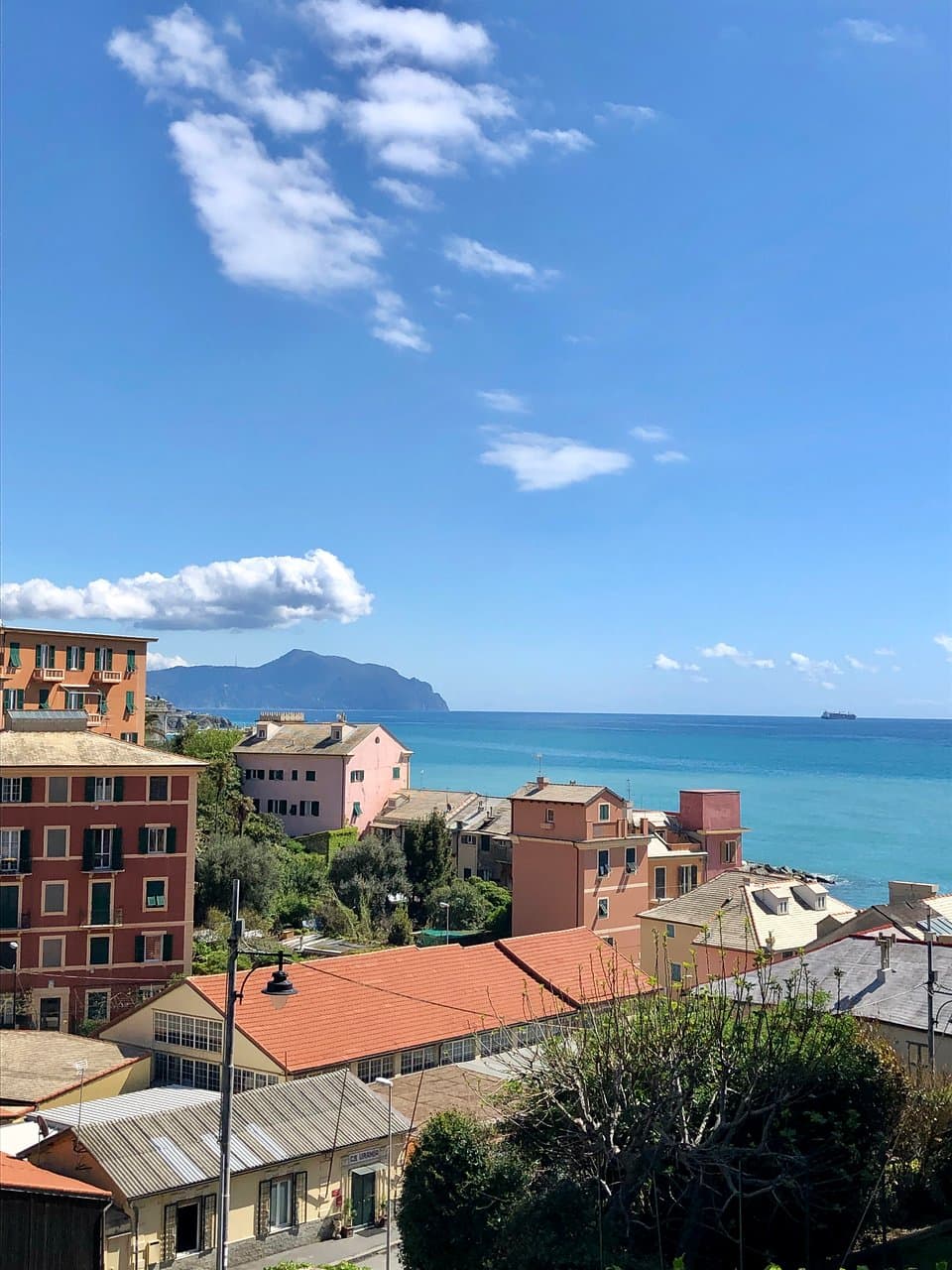 Vista del mare sopra Vernazzola con promontorio di Portofino