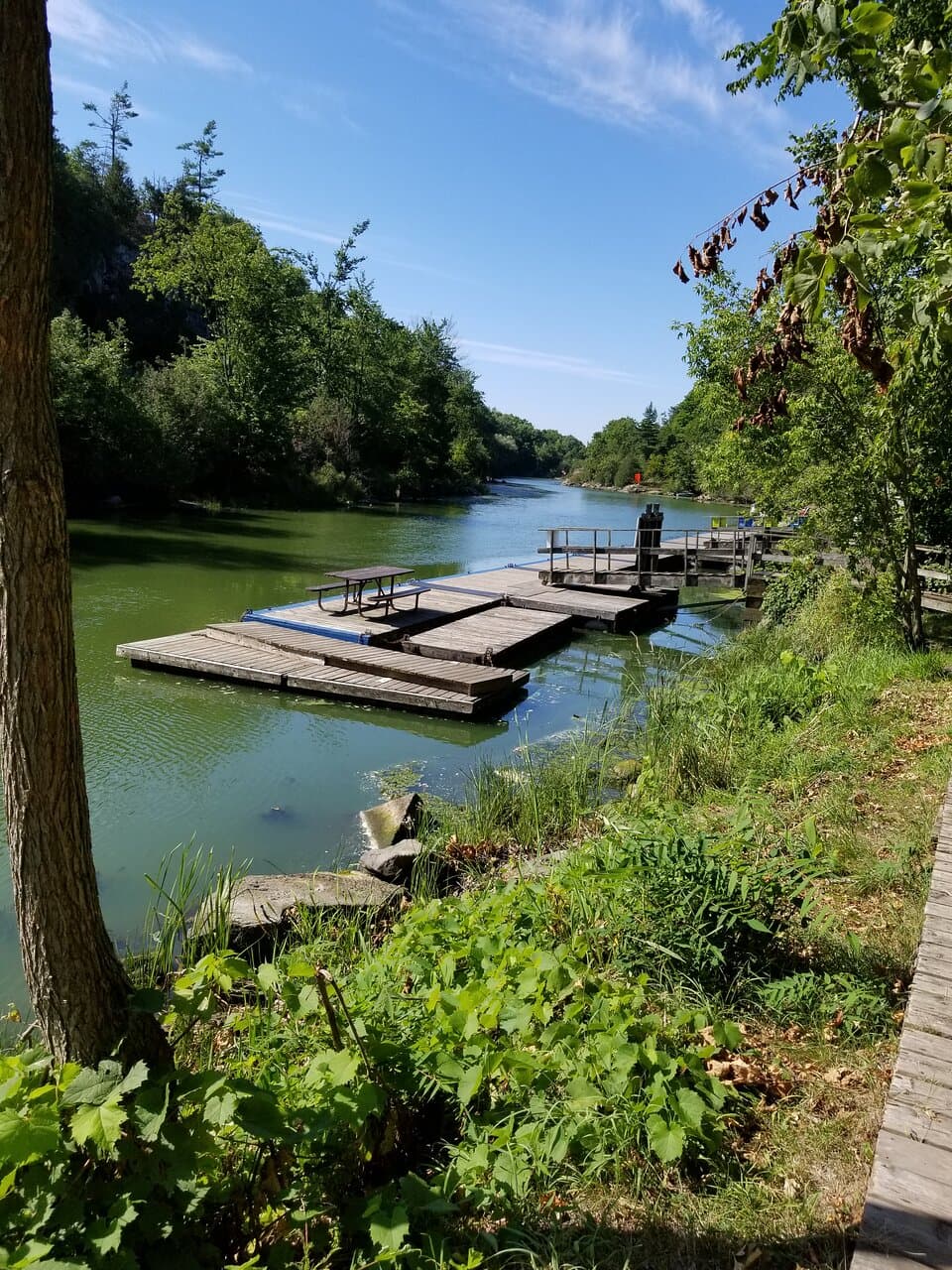 Pier with picnic tables