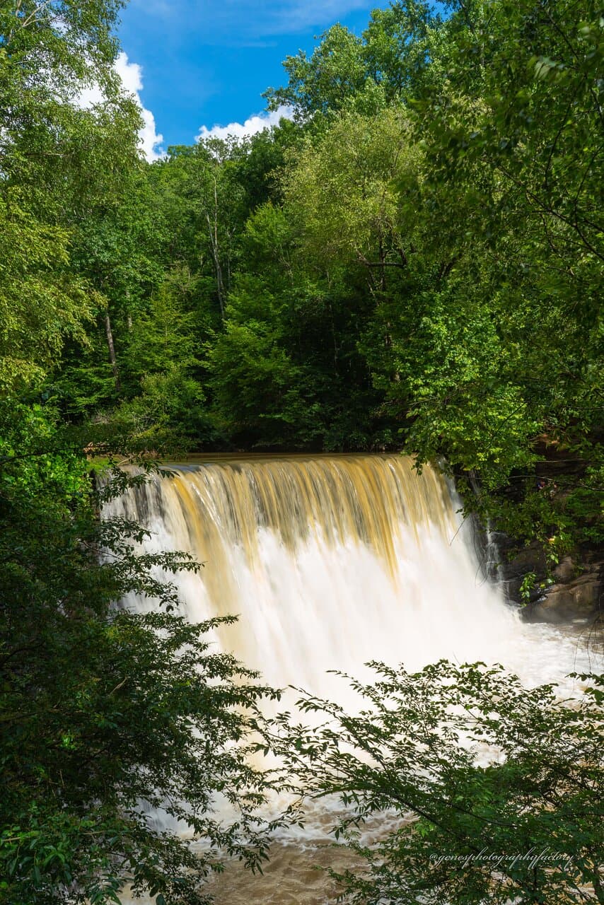 Churning and foaming powerful waterfall. 