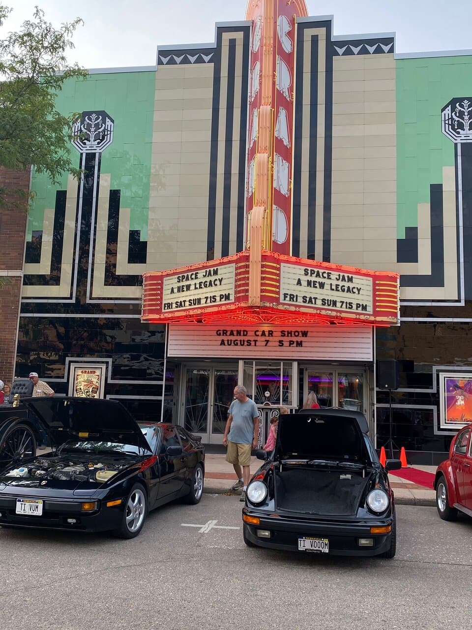 The front glass bricks were all replaced or restored to the original.  It is beautiful and this photo does it no justice. The cars are part of a car show that happened to be in progress the day we visited.