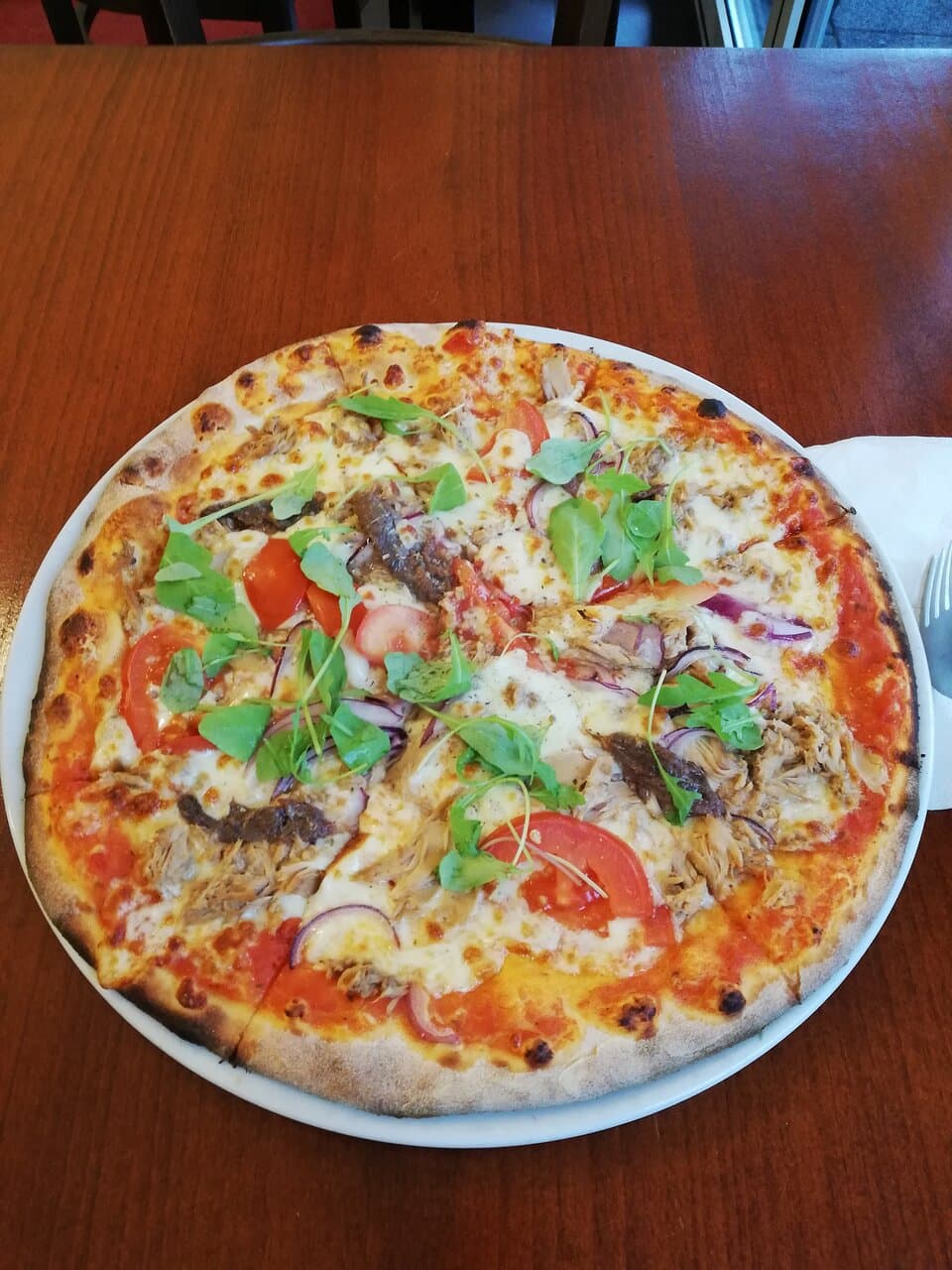 Pizza mit Thunfisch und Sardellen