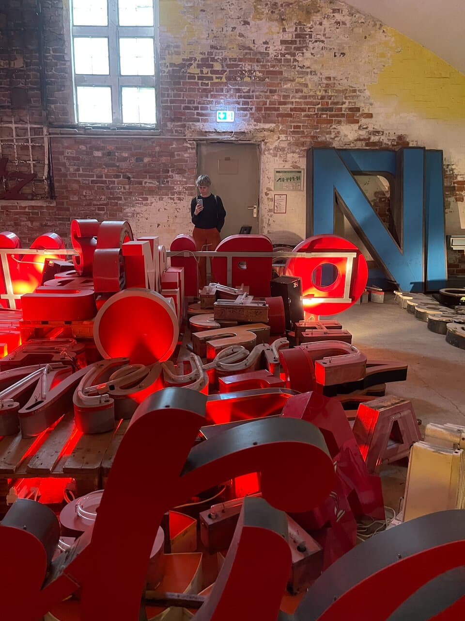 Walking around between huge letters 