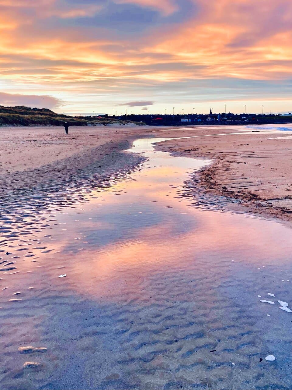 Sunset shore stroll,