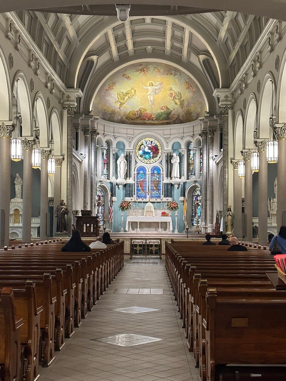 Church interior, just prior to mass on a Thursday.