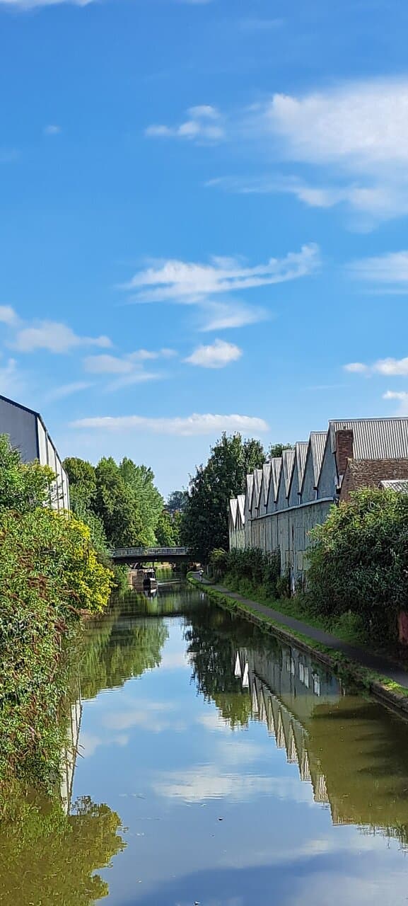 Looking down the Canal with Cromwell Street Canal Footbridge in the background 