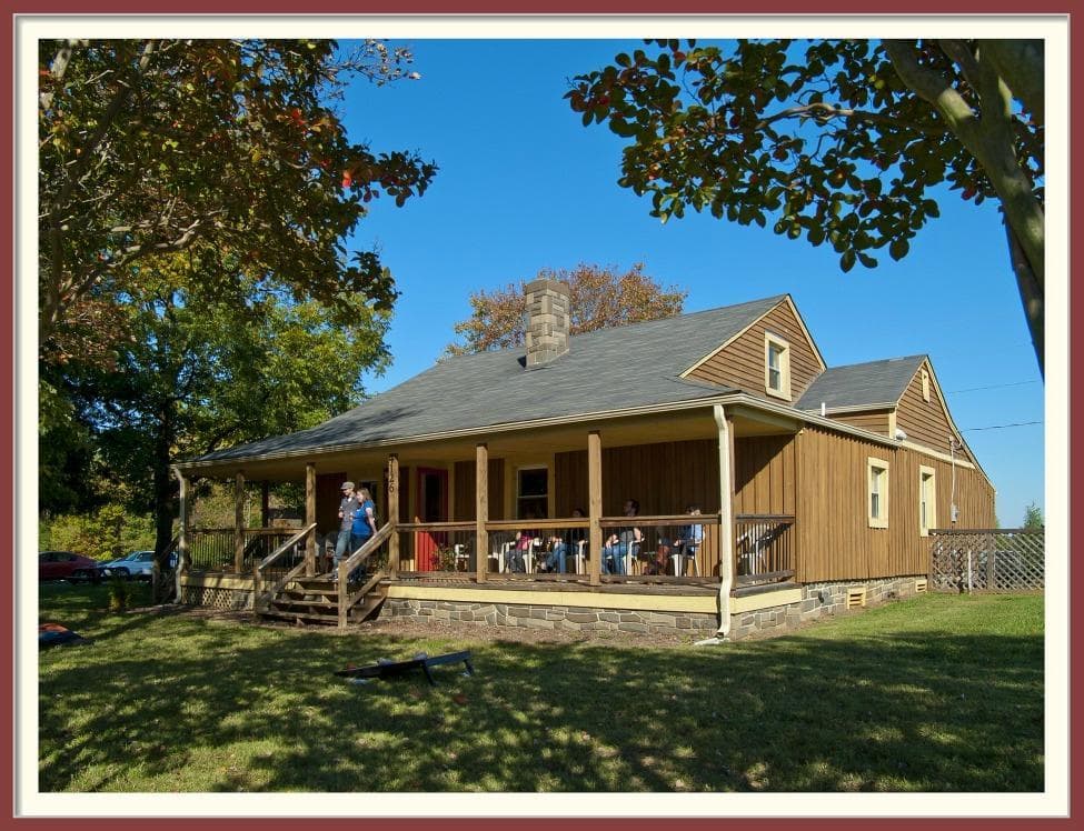 Angled view of the wine tasting building
