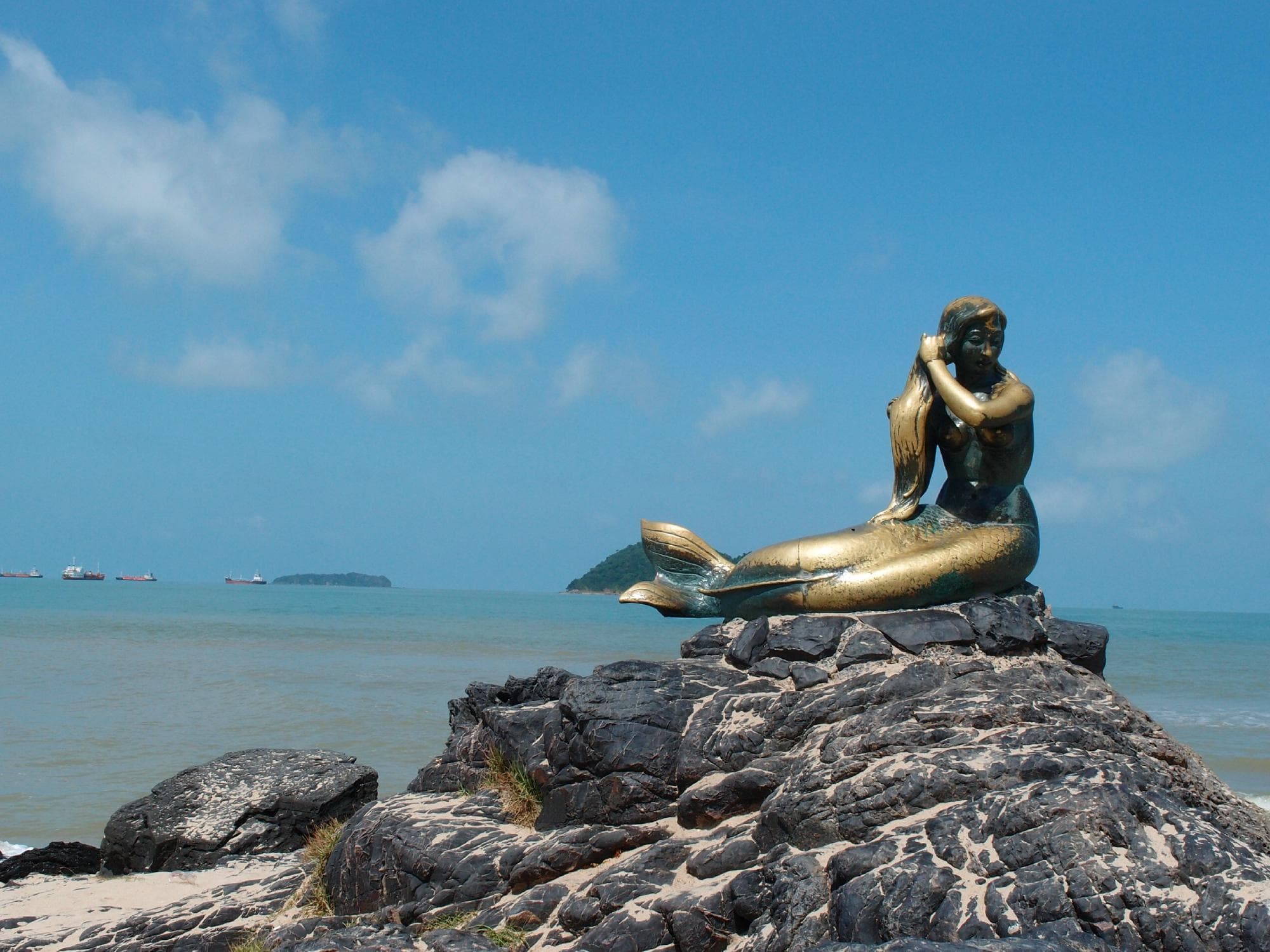 Bronze mermaid statue