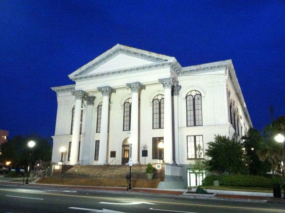 Exterior of Thalian Hall with new LED Architectural Lighting