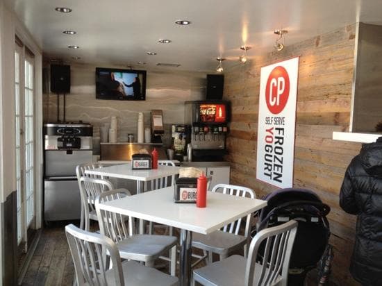 drink and frozen yogurt section, left of counter