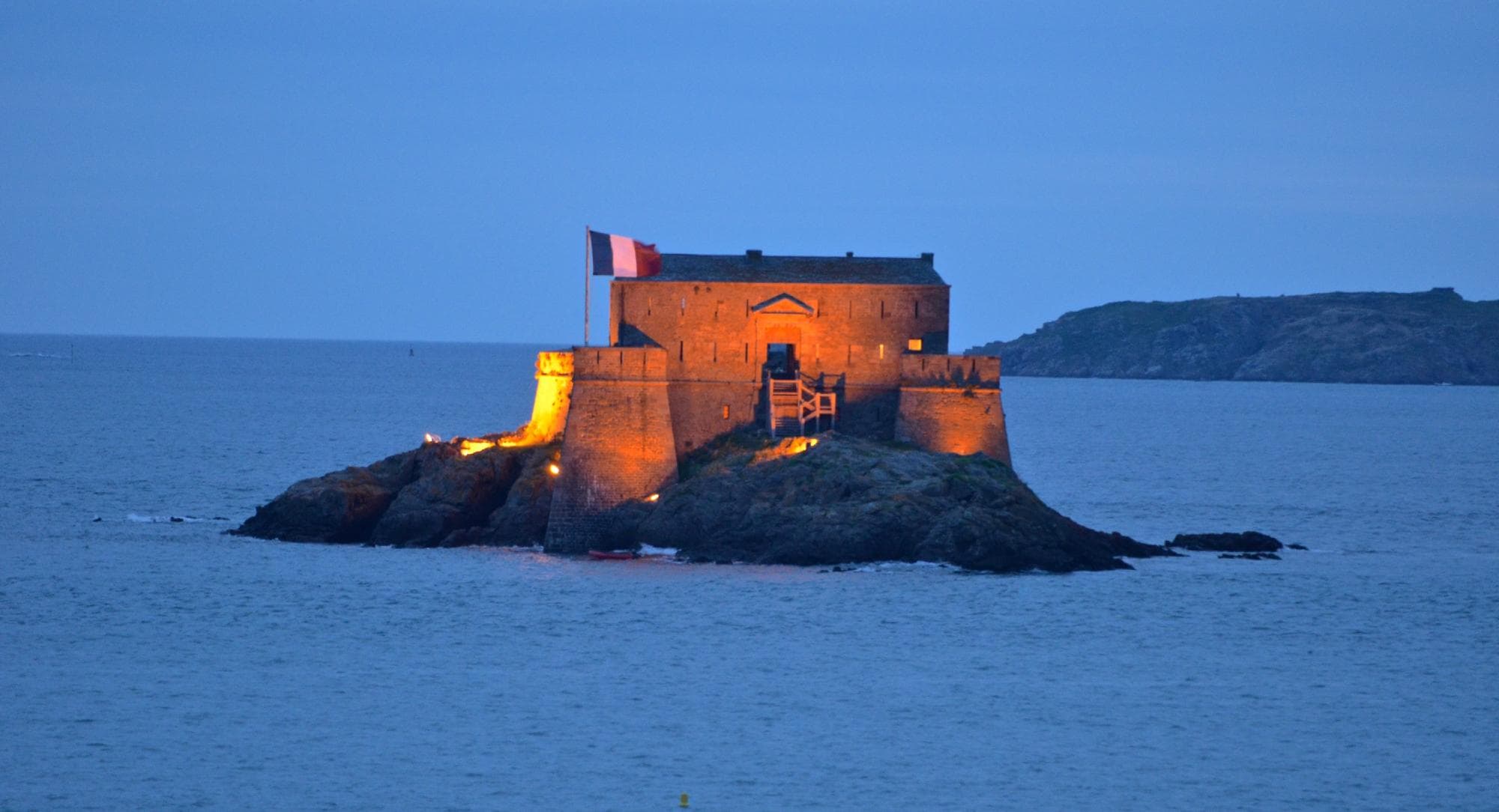 Fort is lit up at night