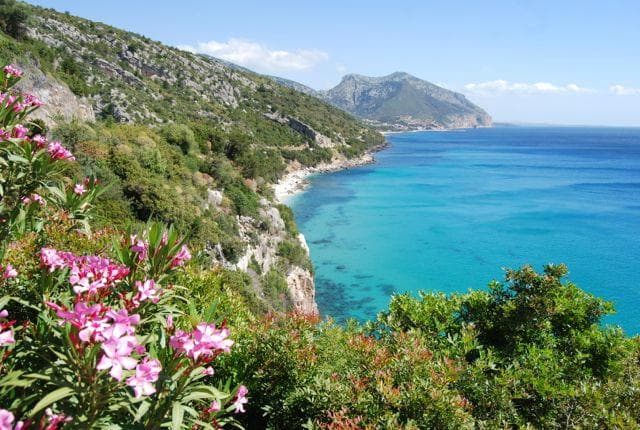 Typical view of the coastline between Cala Fuili and Cala Gonone, seen from the coast road,