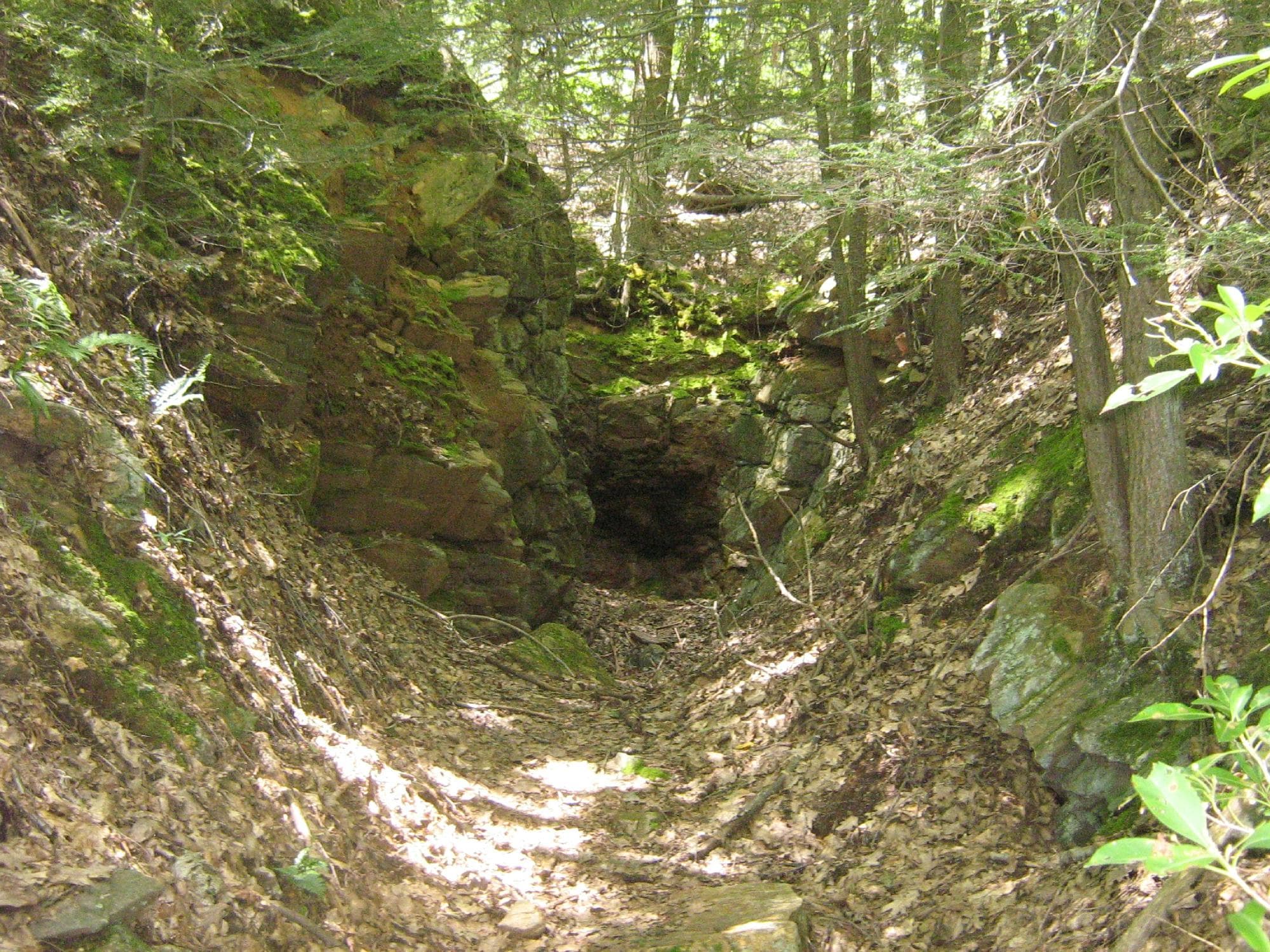 One of the old rock cuts you can explore off of the main trail