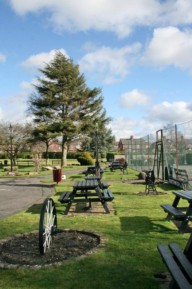 picnic benches