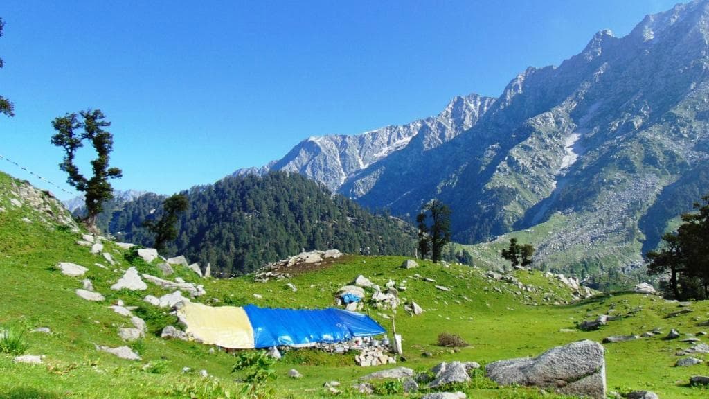 Snowline cafe- The last food point on the track... On the foothill of the Dhauldhar range
