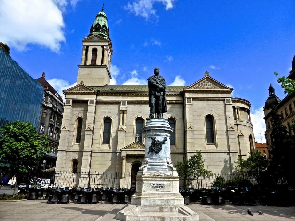 Statue of Petra Preradovic & the Zagreb Orthodox Cathrdral