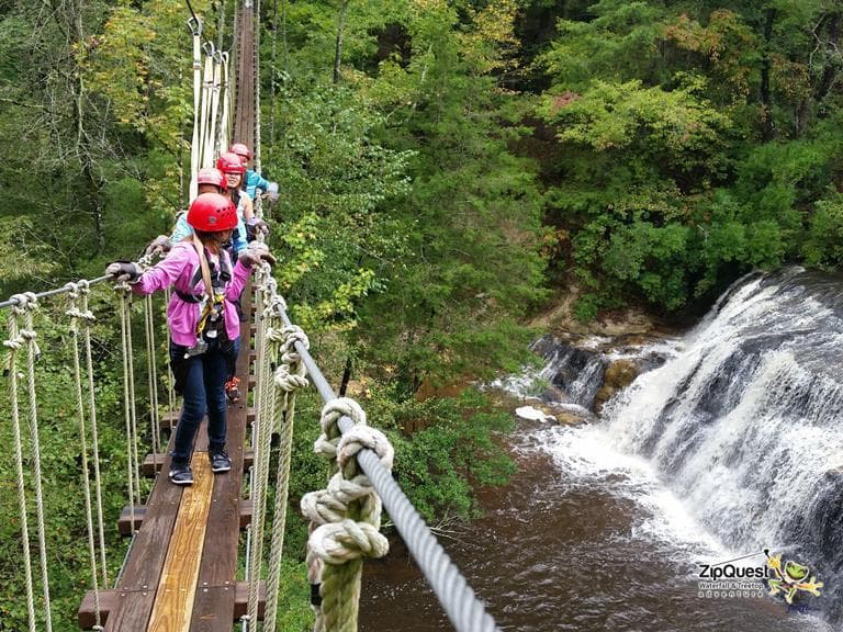 Zipquest - on bridge view of the waterfall