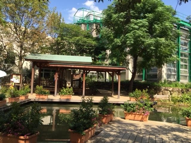 屋外には池もあります