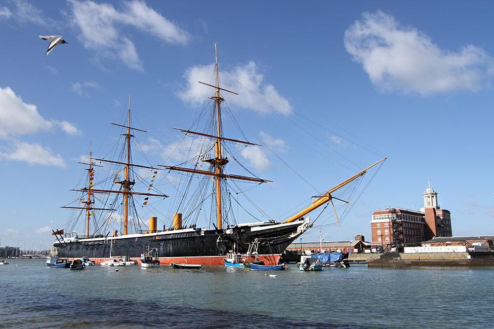 HMS Warrior the largest warship in the world when built at 9,210 tons displacement.