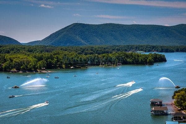 Boat activity on Smith Mountain Lake
