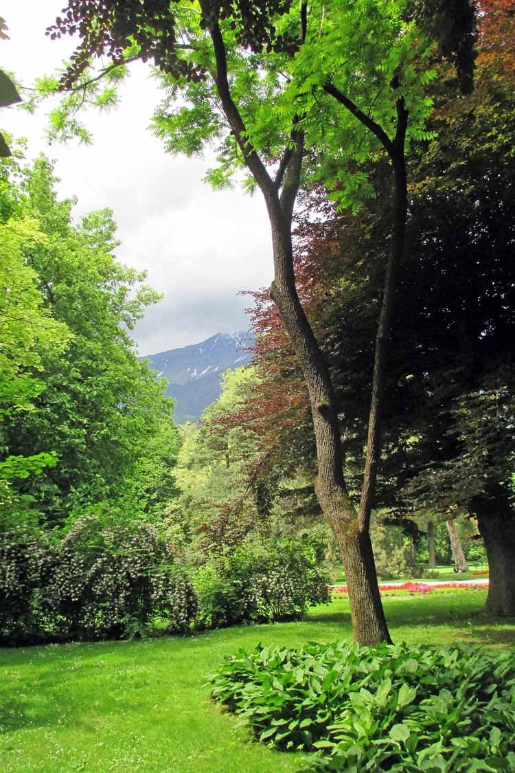 another view of the Hofgarten, with a bit of mountains in the background