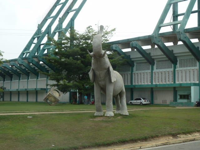 The elephant is Cuba's baseball team mascot