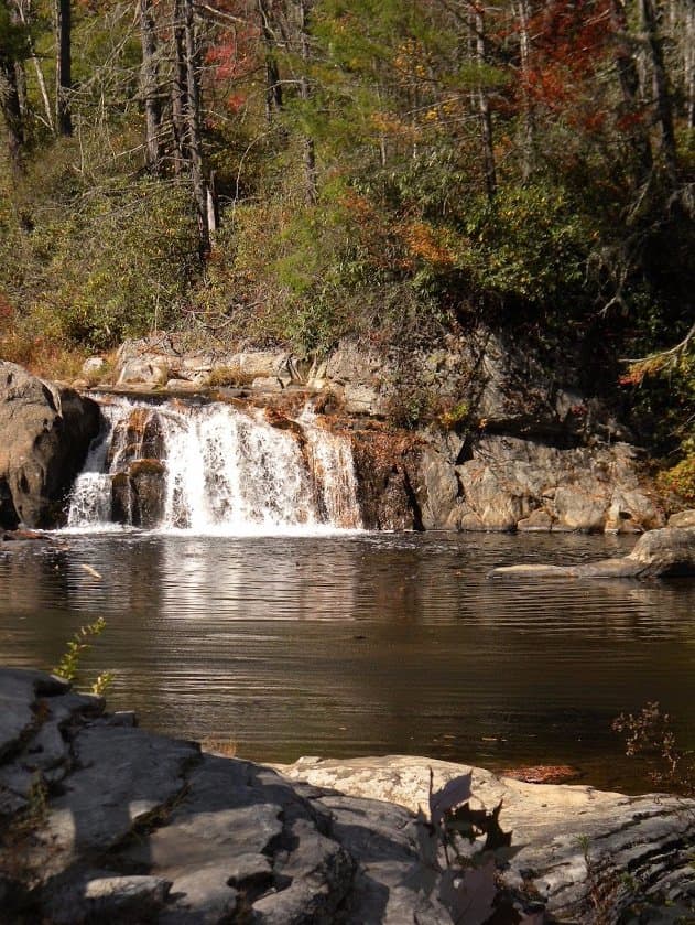 The waterfall on the creek just outside of the cave