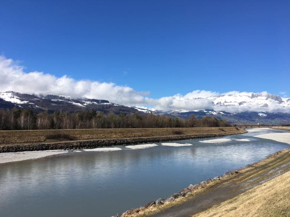 The river Rhine behind the stadium