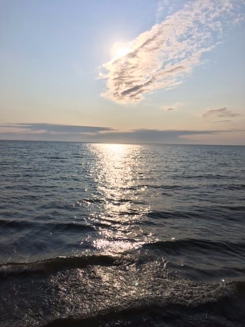 The sun setting looked like a fireball above Lake Michigan.