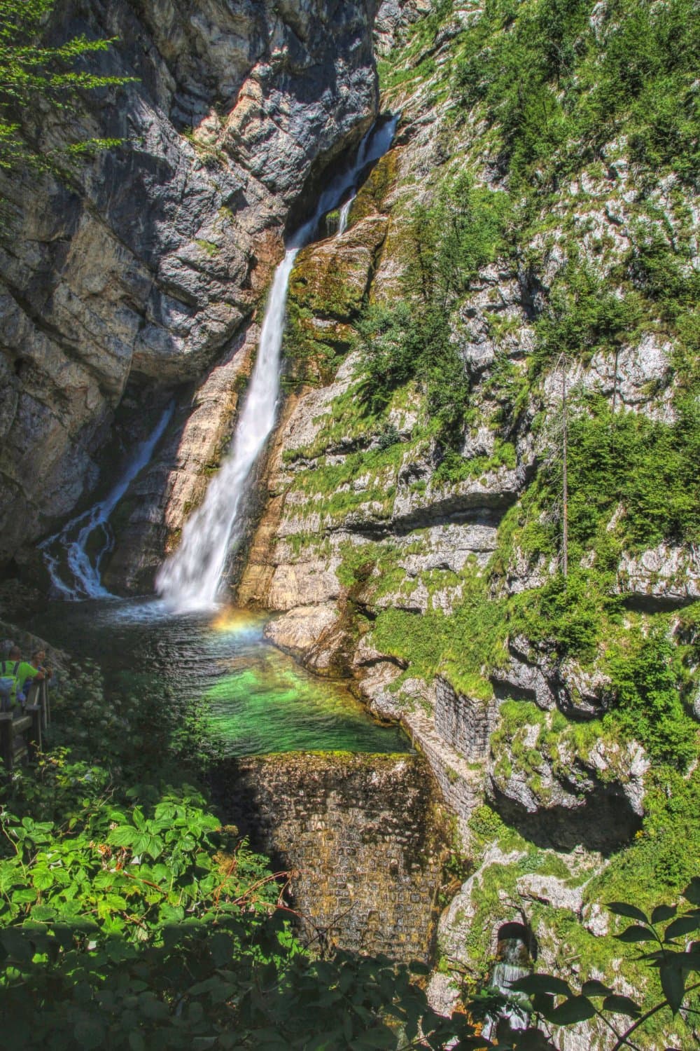 The waterfall - the colors are real! note the remains of the dam and workstation (lower right).
