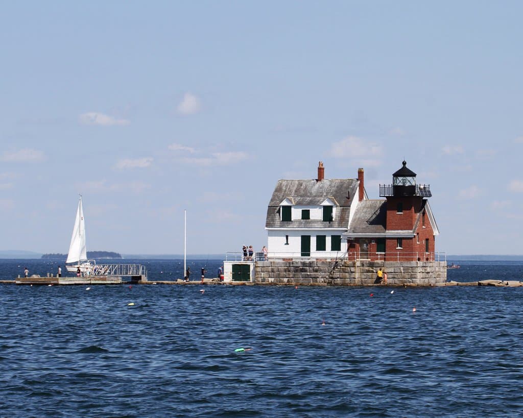This is the view as you pass Rockland Breakwater Light.