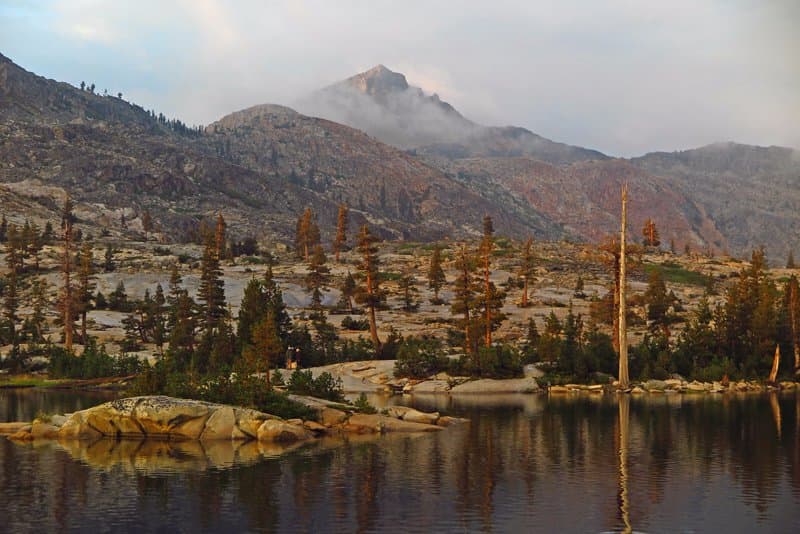 Lower Twin Lake & Pyramid Peak, sunset