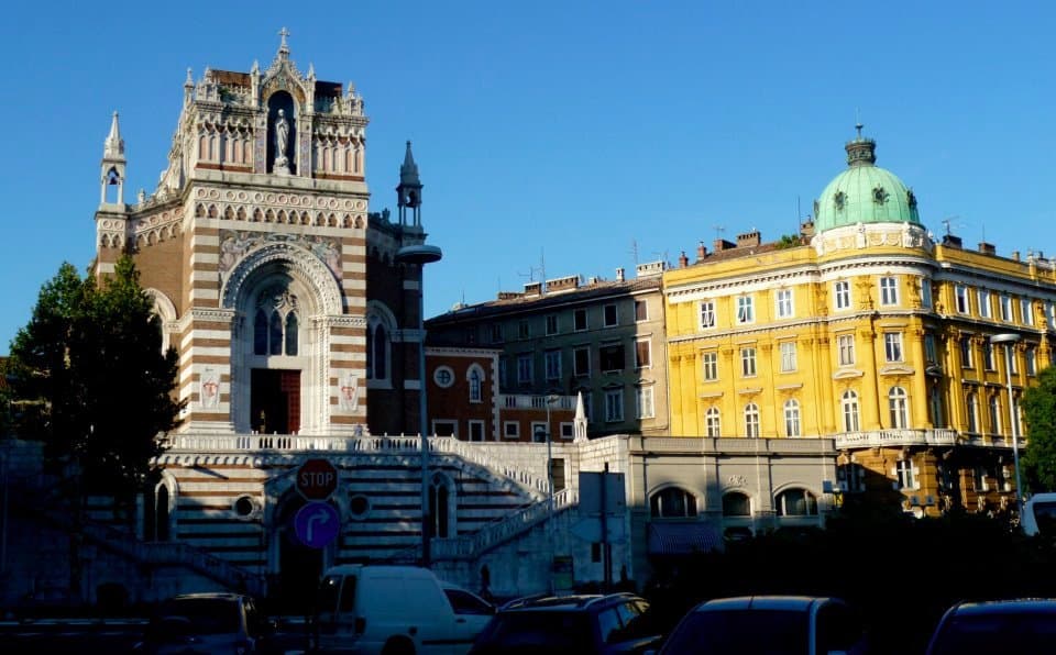 The Capuchin Church of Our Lady of Lourdes in Rijeka in the late afternoon.