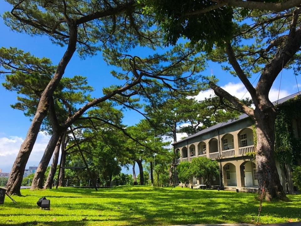 這個角度是很棒的留影方向,可以拍到二層主建築及層層松林
