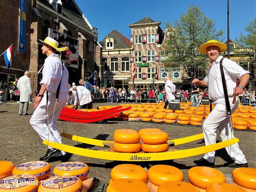 Cheese Carriers at the Alkmaar Cheese Market. Alkmaar, the Netherlands. Photo by AlkmaarTours.co