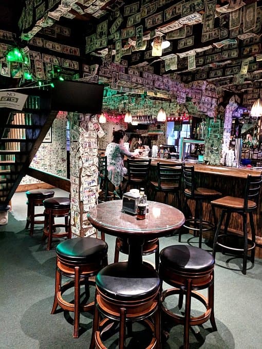 Dining area near the bar on the first level